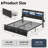 Bed Metal Frame Adjustable Height with 3-Tier Shelf,RGB LED Light, Charging Station-777828608