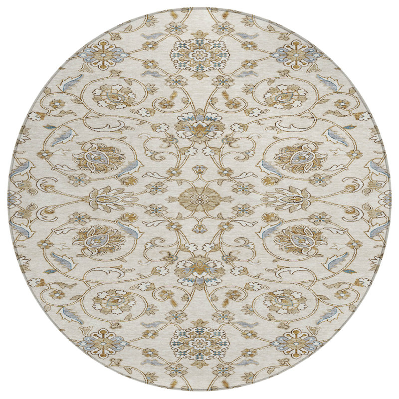 Tapis rond ivoire brun et gris 8 po