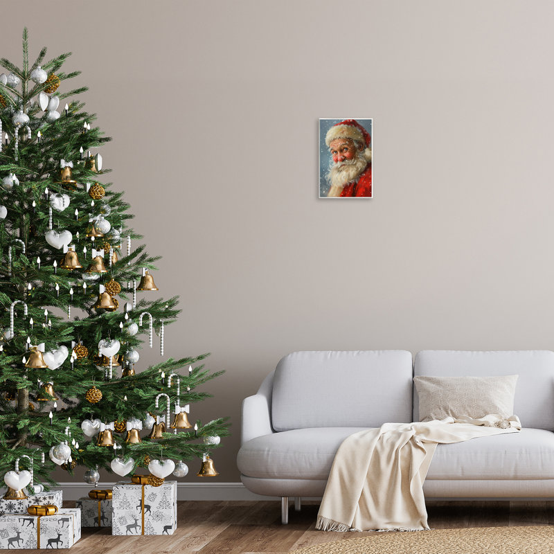 "Rosy Santa", art mural sur bois par Imagine It Images, H 15 po x l 10 po