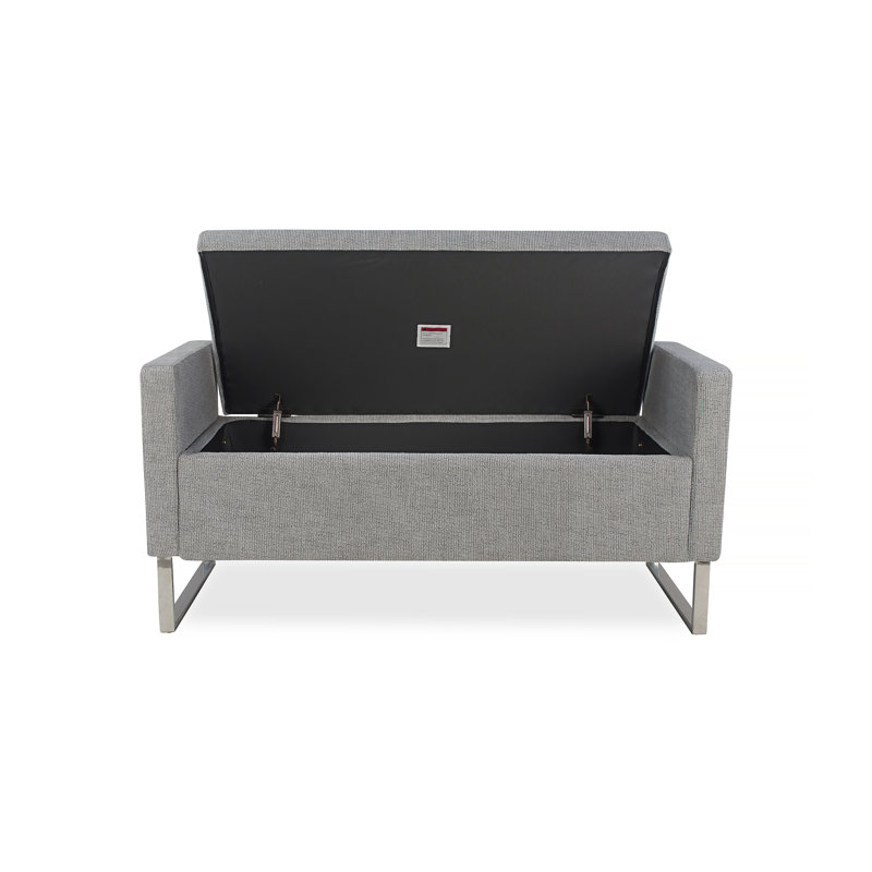 47" Ottoman With Storage,Upholstered Entryway Bench For Bedroom And Living Room,End Of Bed Bench With Metal Base, Grey. Modern Style