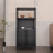 Black Bamboo Separate Bathroom Cabinet with 2 Doors, Floor Organizer for Living Room, Kitchen, Entrance-1133774017
