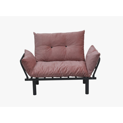 Causeuse de futon en métal rose, 49 po de profondeur x 24 po de largeur, 35 po de hauteur, 30 lb de rose lourd, matériau, 49,48 po de profondeur, 24,3 po de largeur, 34,44 po de hauteur
