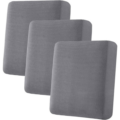 Housses de coussin super extensibles individuelles, housses de tissu en sergé texturé jacquard épais pour coussins de canapé, ensemble de 3 pièces, gris