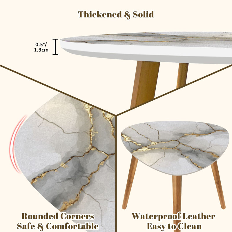 Ensemble de 2 tables basses gigognes Triangle, White/Gold/Gray