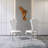 Marble Rectangle Dining Set of 7, Faux Marble Top and X-Shaped Stainless Steel Base with 6 Luxury Petal-Back Leather Chairs-1406971280-1406971292