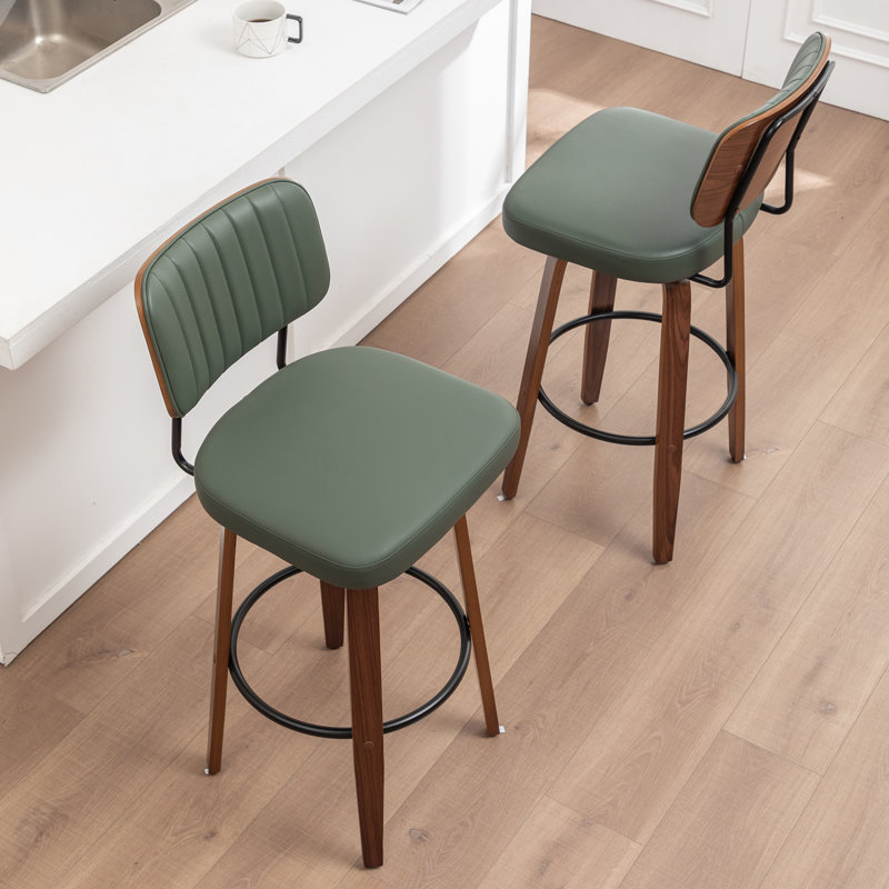 Swivel Upholstered Counter Stool, Counter Stool (67cm Seat Height), Green