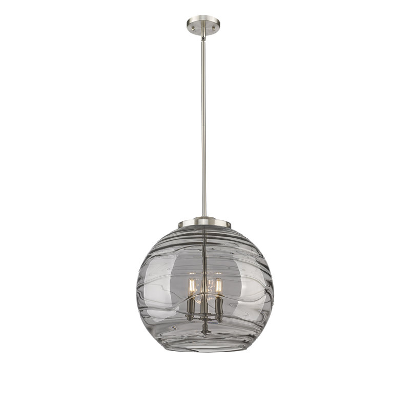 Luminaire suspendu 3 lumières Christly, H 19,5 po x l 17,88 po x P 17,88 po, Argent foncé, Gris fumée clair