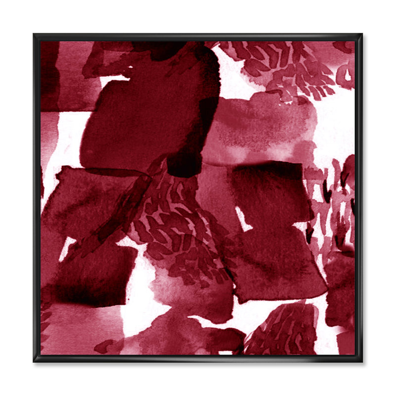 Abstrait bourgogne abstrait sur fond blanc - reproduction d'art moderne sur toile, H 16 po x l 16 po x P 1 po