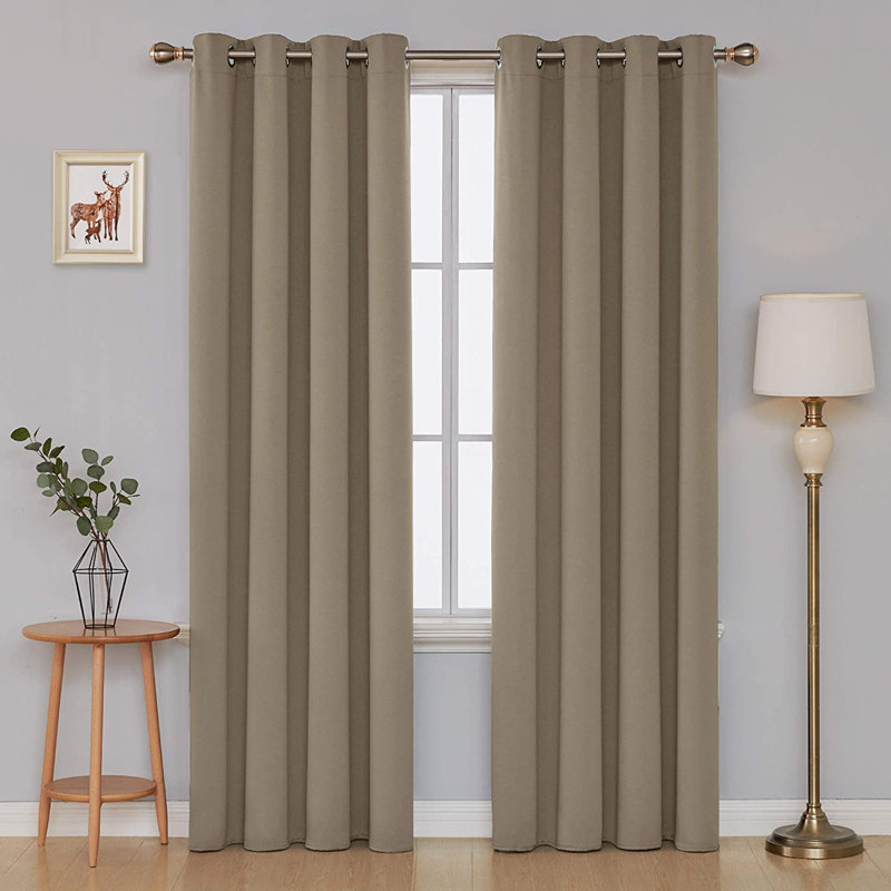 Makua Room Darkening Curtain Pair, Khaki, 52" W x 96" L