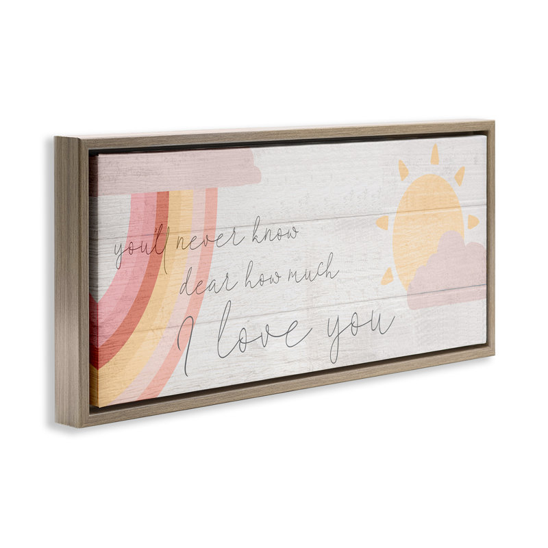 «Love You» par Daphne Polselli, H 11 po x l 25 po, Cadre flottant orme Montalcino