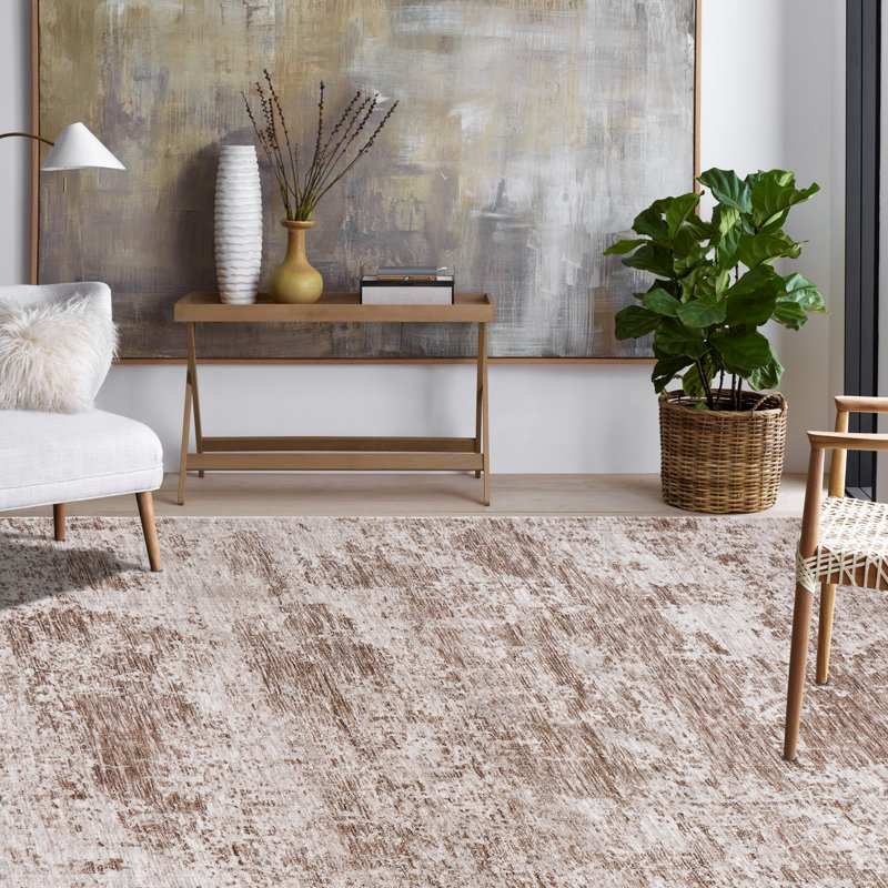 Area Rug, Rectangle 8'6" x 11'6", Brown/Ivory