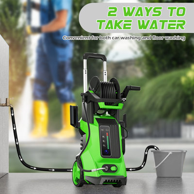 Laveuse à pression électrique 4500PSI 4,0 GPM, écran tactile réglable à 15 niveaux, solution de nettoyage quotidienne, avec 4 buses de pulvérisation, canon à mousse 500 ml, lance en acier inoxydable, système d'arrêt total automatique pour le lavage de voiture, maison, patio, nettoyage extérieur