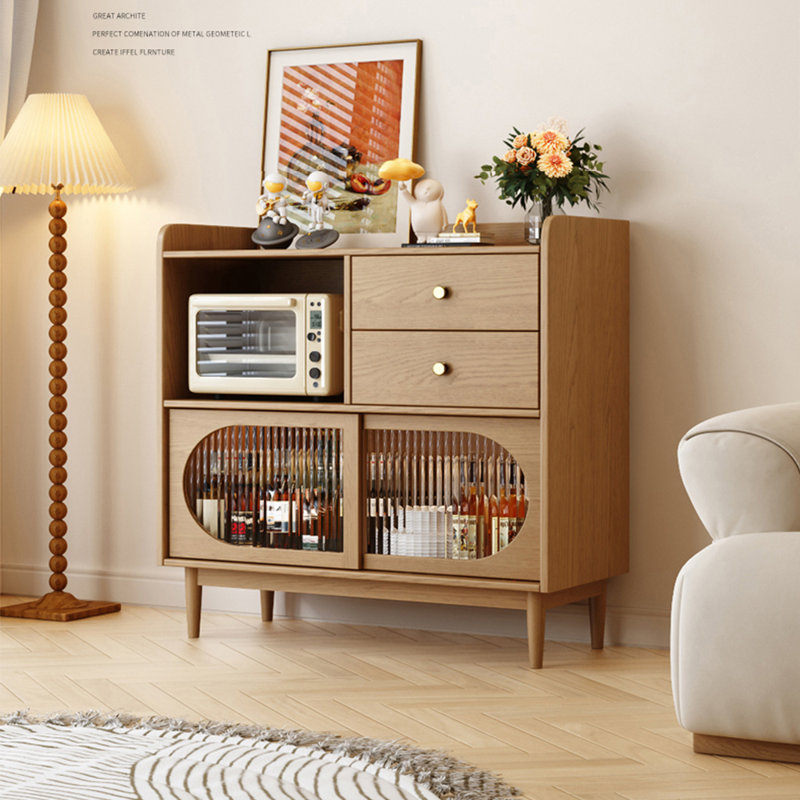 Armoire d'appoint en bois massif, H 37,4 po x l 39,37 po x P 15,75 po, Brun orangé