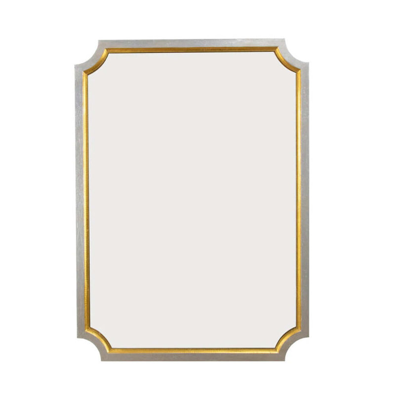 Tulip Rectangle Wall Mirror, Antiqued Silver Leaf/Gold Leaf