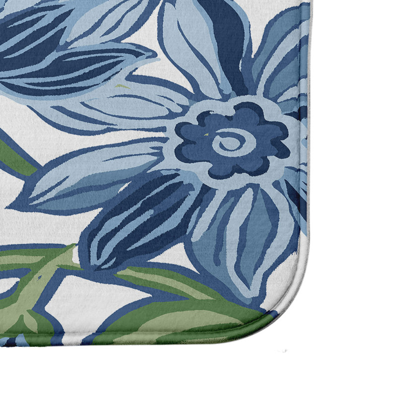 Tapis de bain Luker, l 21 po x L 34 po, Bleu