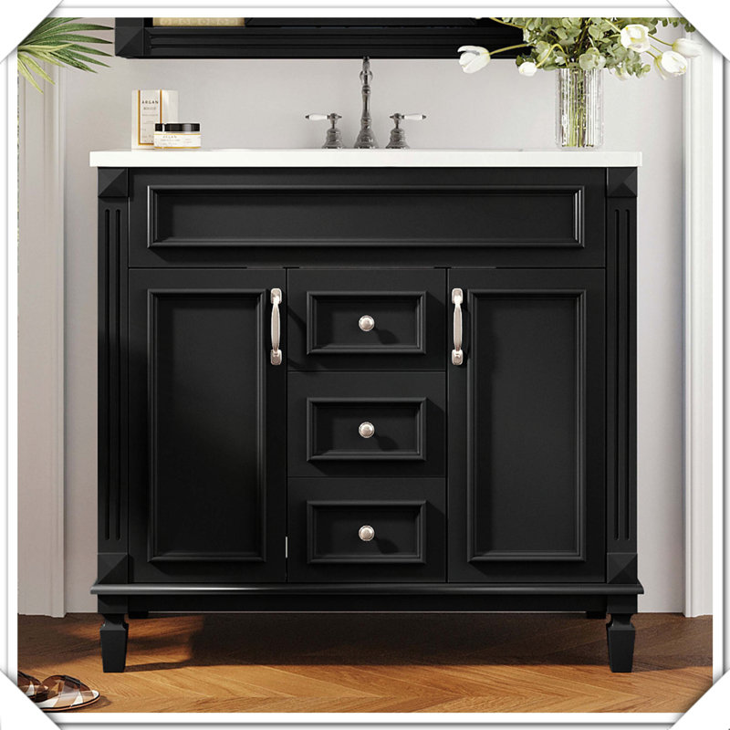 Meuble-lavabo moderne avec lavabo supérieur à fermeture en douceur, Gris