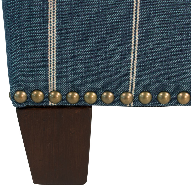Arisha Upholstered Ottoman, Fritz Stripe Indigo