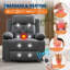 Fauteuil inclinable électrique avec massage et chauffage, surdimensionné en polyuréthane avec porte-gobelets et poches latérales-2015174001