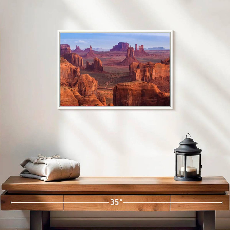 Iconic Monument Valley, 19 po x 13 po, Cadre flottant blanc