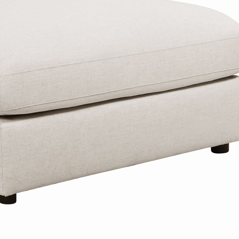 Alfred Upholstered Ottoman, Beige Polyester Blend