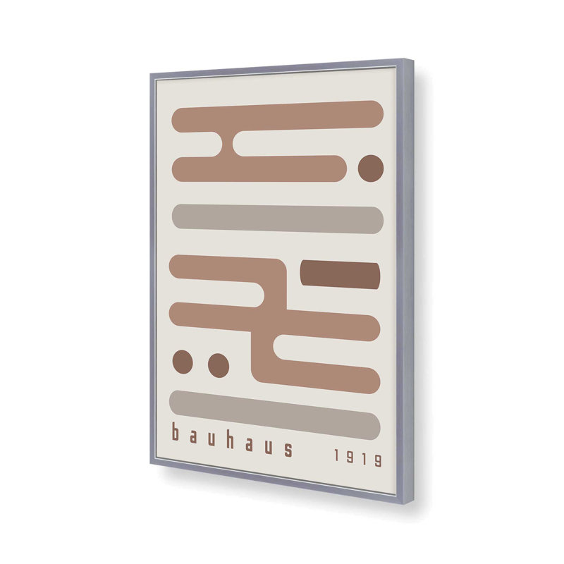 Brown Bauhaus Minimalist Circuitry I Print dans un cadre, H 15,25 po x l 12,25 po x P 1,25 po, Chrome poli