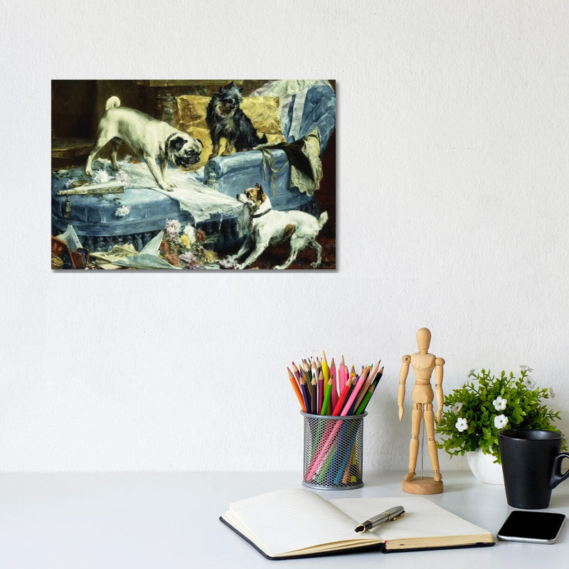 Playing Havoc by Charles Van Den Eycken - Wrapped Canvas Painting, 20.32cm H x 30.48cm W x 1.91cm D