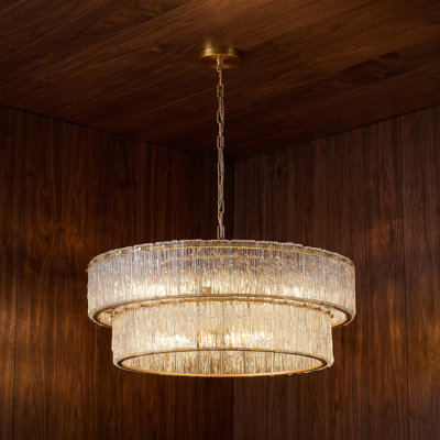 5/8 Light Gold 2-tiered Glass Adjustable Chandelier