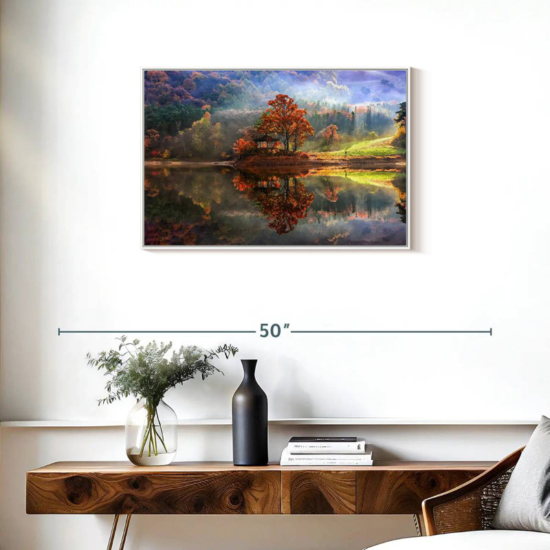 Lac enchanté, Cadre flottant blanc, 31 po x 21 po