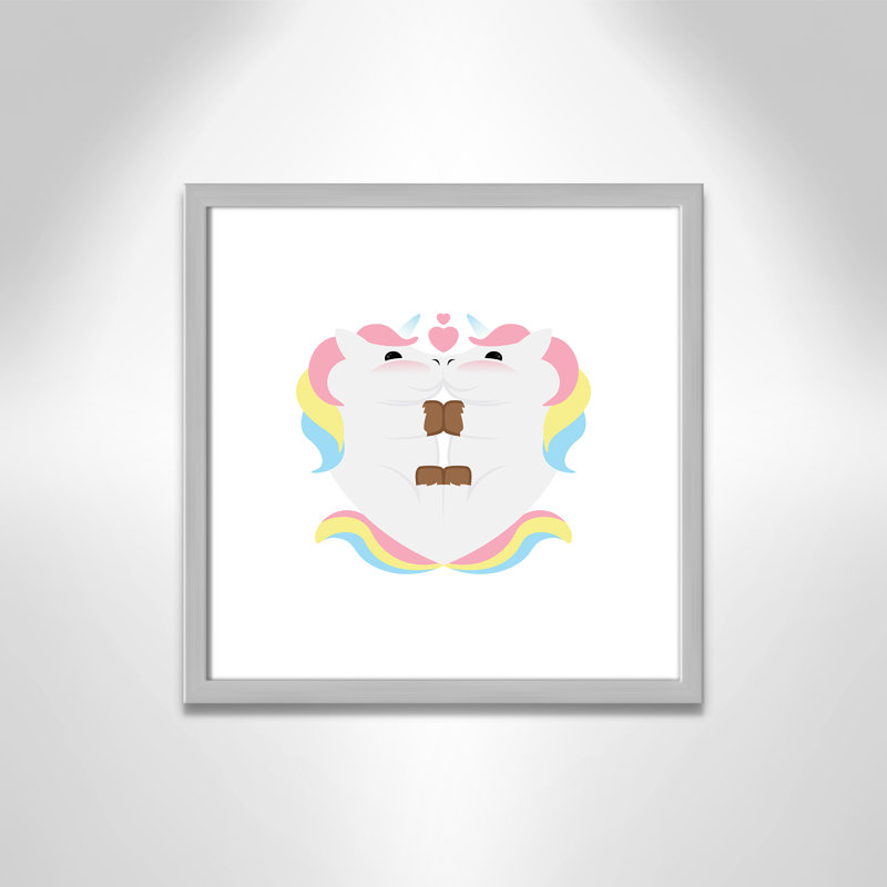 Décoration murale Unicorn Hugs, H 17 po x l 17 po x P 1,19 po, Encadré de boîte argent