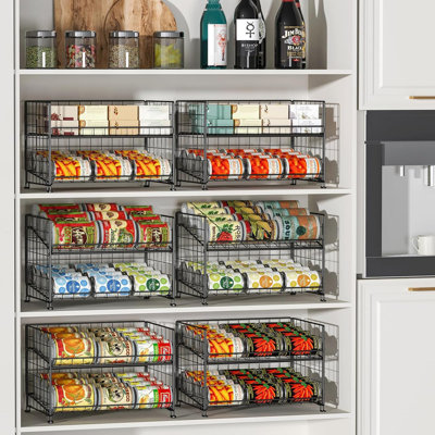 Adjustable Can Rack Organizer, Stackable Can Storage for Kitchen Pantry Cabinet, 2-Tier Can Holders for Food, Multifunctional Can Dispenser for Snacks Soda-3 Pack