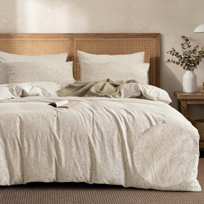 Ensemble de housse de couette en jacquard de coton et lin texturé