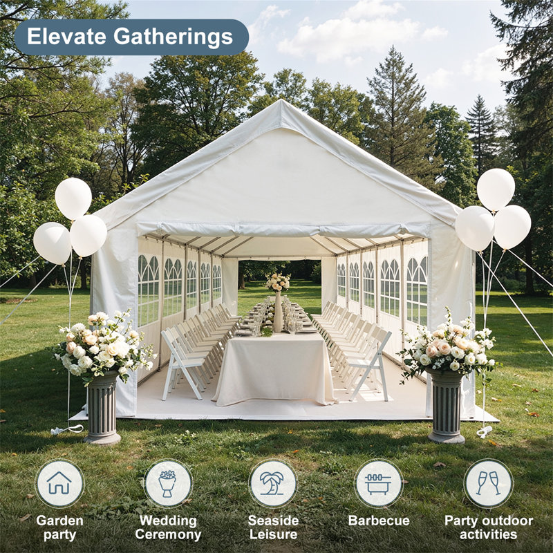 20'X40' Carport Car Canopy Party Tent With 4 Storage Bags & Removable Sidewalls, Outdoor Gazebo With 4 Ground Tubes, Commercial Tents For Parties Wedding BBQ With 4 Carry Bags