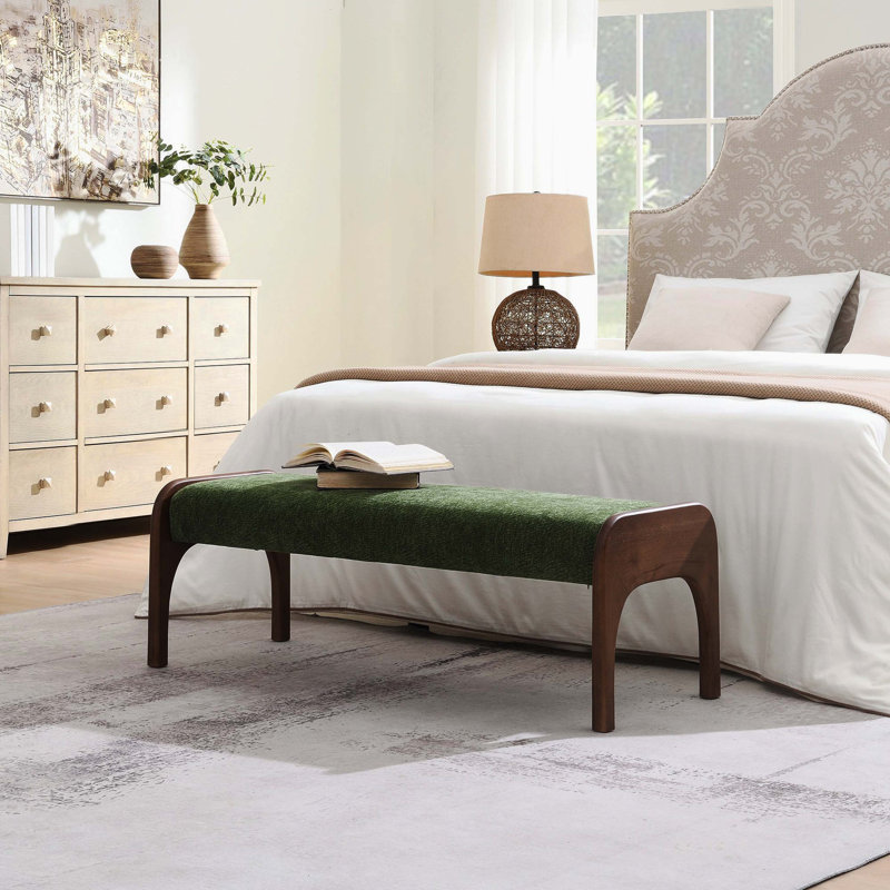 Banc long rembourré 50,25 po Chenille, Vert