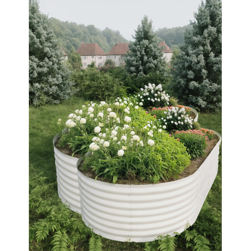 2 Pcs Raised Garden Beds Outdoor 8x4x2 ft - Galvanized Steel Planter Box for Vegetables, Flowers, Rust-Resistant Garden Box, Easy Assembly Raised Beds, Durable Planters for Outdoor Plants, Beige