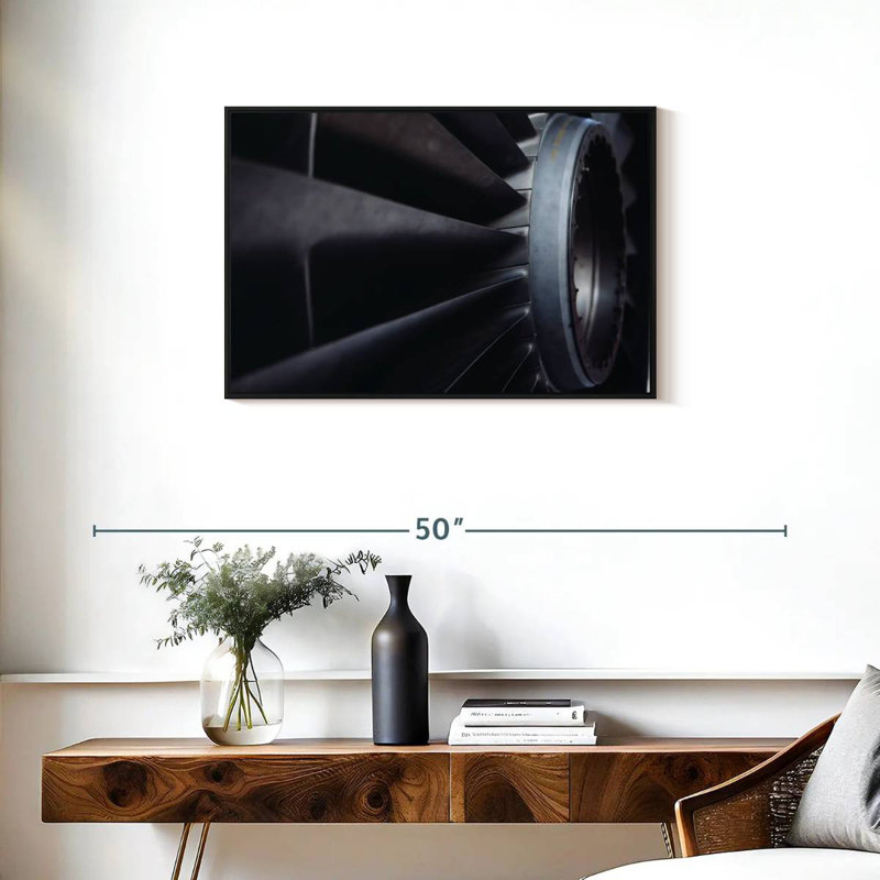 Airplane Engine, 31" X 21", Floating Frame Black