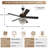 52'' 5-Blade Crystal Ceiling Fan with Light and Remote Control, 6 Speeds, Reversible DC Motor, Timer-49370161