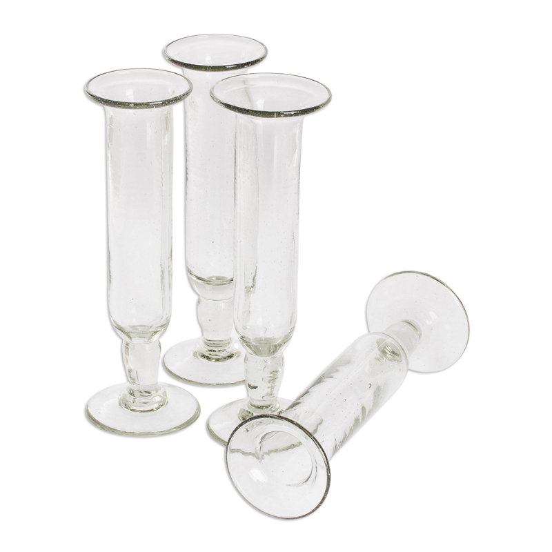 Ensemble de 4 onces Zasche Ensemble de flûtes en verre