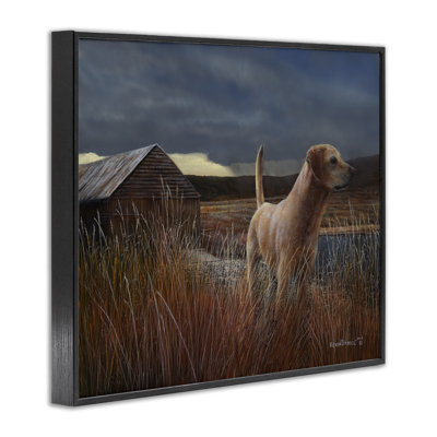 Alert Dog by Cabin  Framed Giclee Art by Kevin Daniel