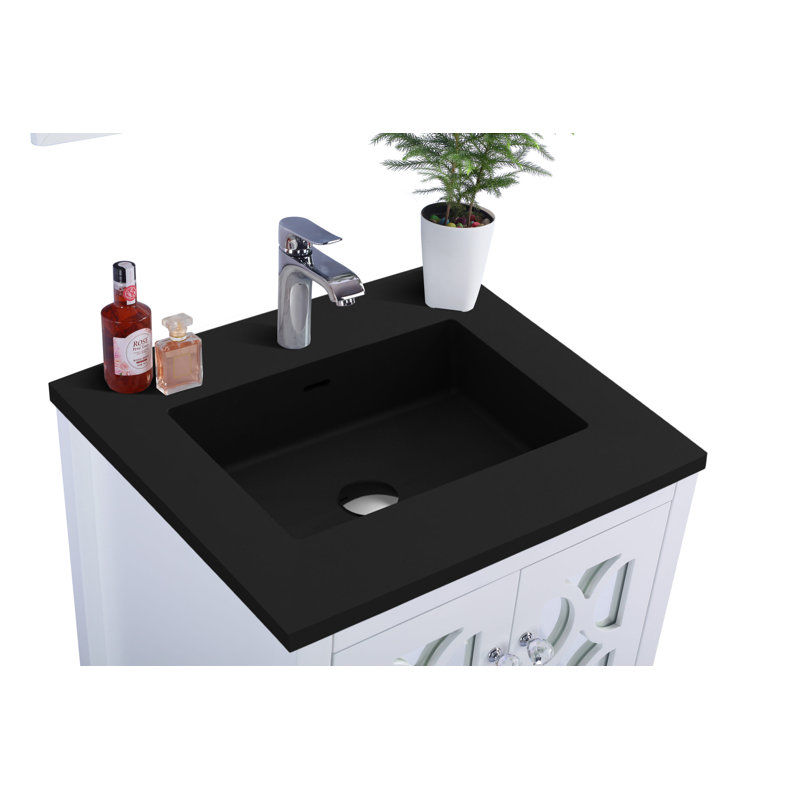 Ensemble de meuble-lavabo simple 24 po Caballero, Bois noir, Blanc