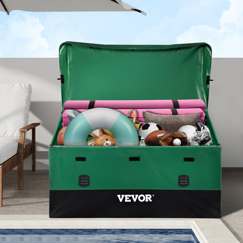 Green and Black Polyethylene Plastic Deck Box with Galvanized Frame