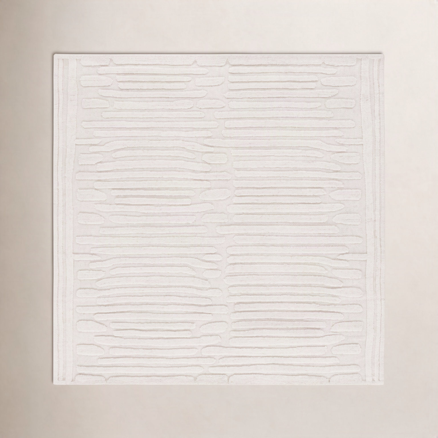 Elona Ivory Hand-Tufted Abstract Wool Rug, Square 6'