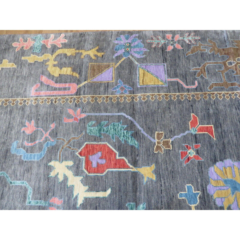 Tapis gris unique 12 pi 9 po x 16 pi One-of-a-Kind