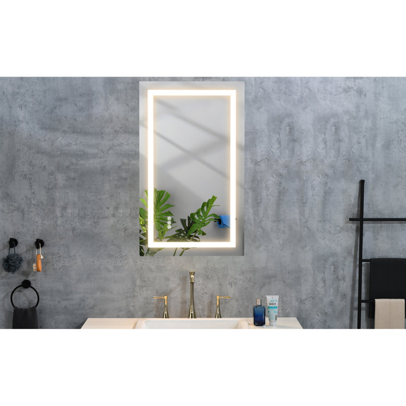 Miroir de salle de bain à DEL 36 po x 28 po à intensité variable, à mémoire de forme