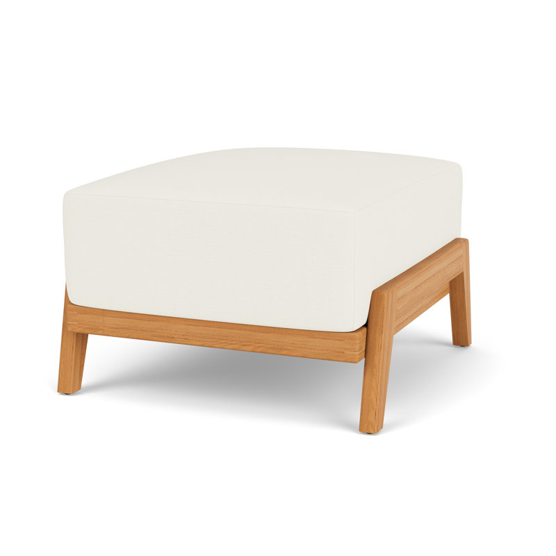 Alpine Outdoor Teak Ottoman, Sailcloth Salt