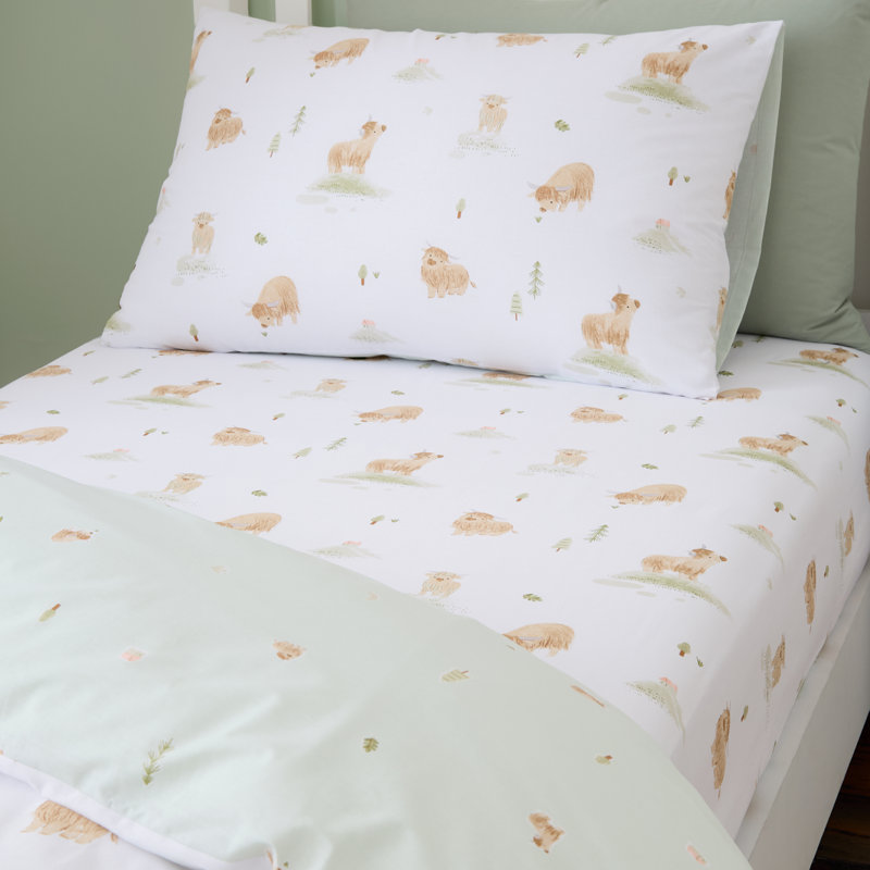 Mini Moo Cow Cotton Fitted Sheet, Single (3')