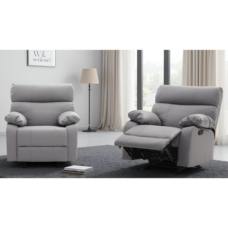 Larache Faux Leather Rocker Recliner Set of 2, Gray
