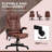  Vibrating Massage Executive Office Chair Deep Red Polyester With Heating For Home Office