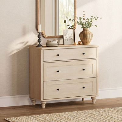 Ariv Farmhouse Buffet Cabinet, Sideboard For Dining Room with 3 Drawers, Rustic White