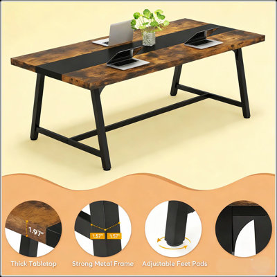 La table de réunion de style industriel, durable et spacieuse pour le bureau et la conférence, améliore les espaces de travail modernes
