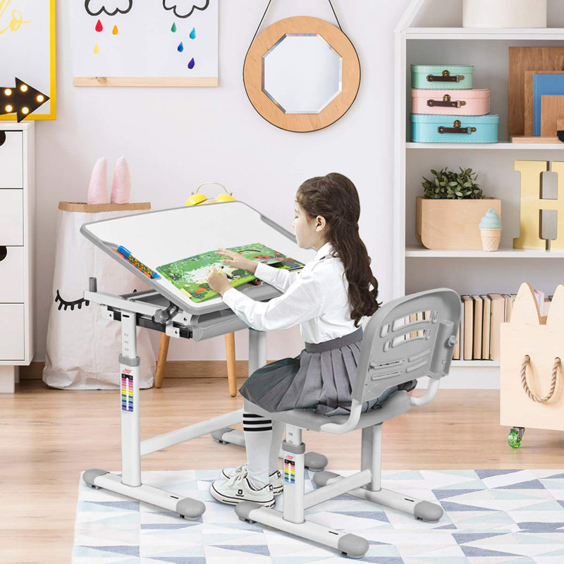 Erico 66cm Art Desk Chair Set, White/Grey